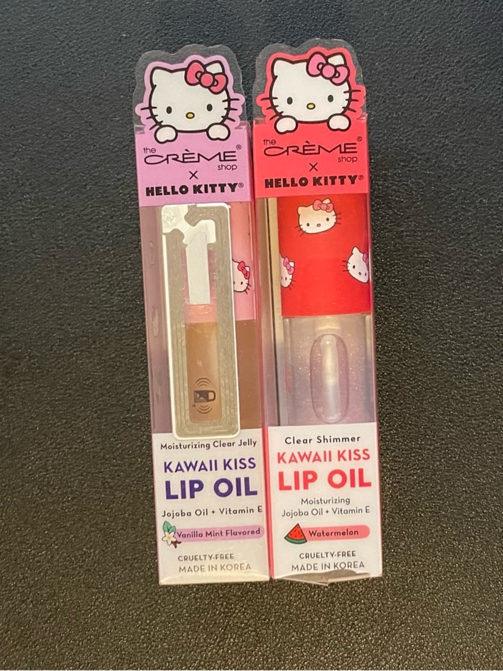 NWT CREME SHOP HELLO KITTY KAWAII KISS TINTED WATERMELON VANILLA LIP OILS LOT